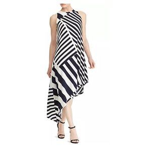 Lauren Ralph Lauren Navy Striped Midi Dress
